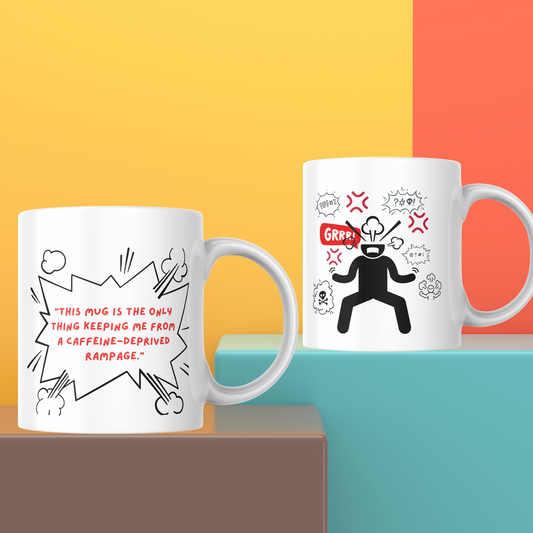 Caffeine-Deprived Rampage – Funny Coffee Mug for Stressed Coffee Lovers