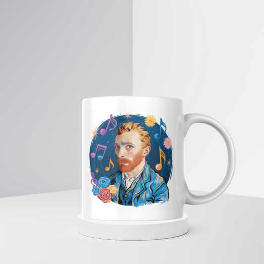 Vincent van Gogh Art Mug – Vibrant Music and Flowers Design