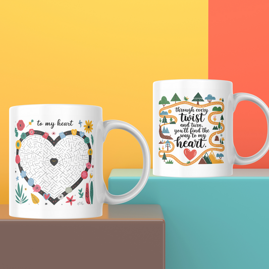 Through Every Twist and Turn – Romantic Heart-Themed Coffee Mug